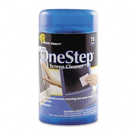 READ RIGHT OneStep CRT Screen Cleaner Wet Wipes Cloth 5-1/4 x 5-3/4 75/Tub RE32721